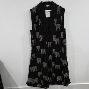 Sam Hilu Duster Vest‎ Jacket Size Large Elephants Cotton India Trench